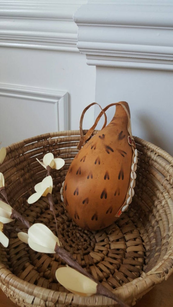 Vintage African Calabash Gourd Water Vessel Canteen by TupeloBear