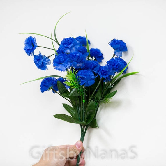 77pc Silk carnations Royal blue mini carnations sapphire