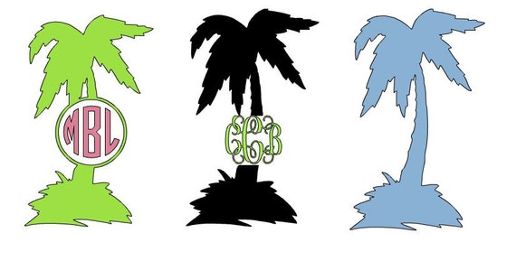 Download Palm Tree Monogram SVG Studio 3 DXF EPS and pdf Cutting