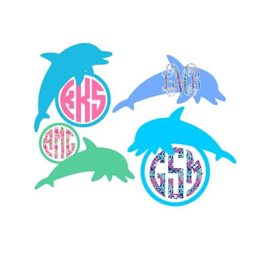 Download Dolphin Monogram SVG Studio 3 DXF EPS and pdf Cutting Files