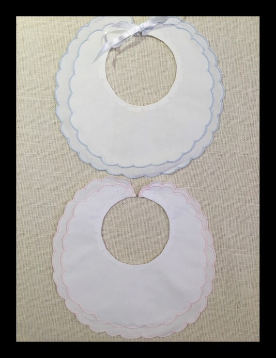 Blank linen bib infant bibs blue or pink by WhiteMagnoliaBlanks