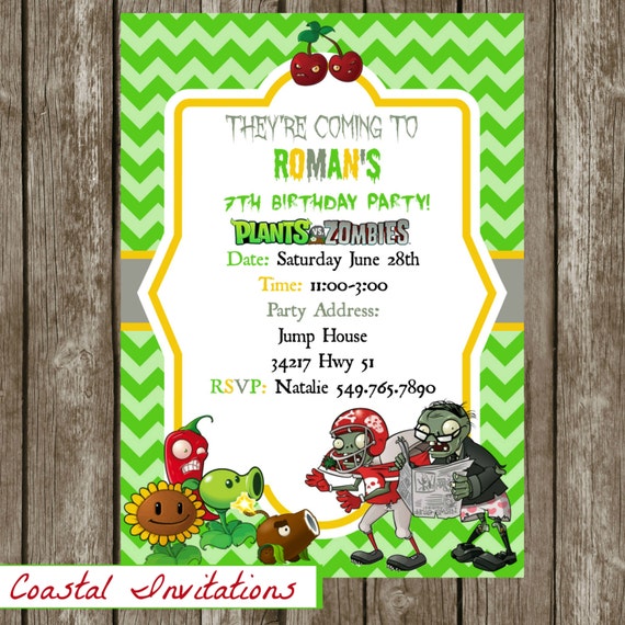 Plants Vs. Zombies Birthday Party Invitation by ...