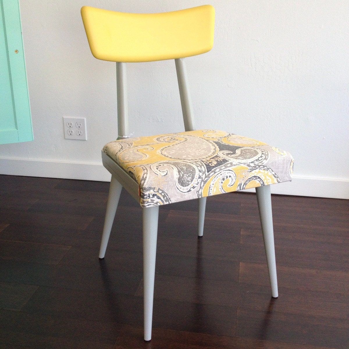Yellow and Grey Paisley Chair Haute Juice