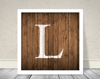 Printable L Monogram, Monogram Art, Wood Monogram, Instant Download Monogram, Wall Decoration, Rustic Style Monogram , Monogram L