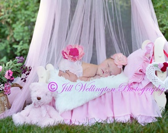 DIGITAL Background for Baby child infant newborn kid photo photography prop for photographers: Pink Newborn Bed