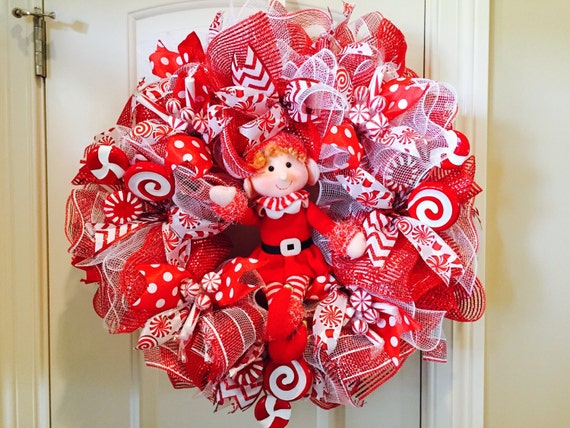 Red and White Peppermint Christmas Mesh Wreaths | Christmas Wikii