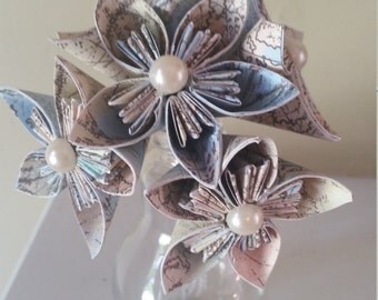 Mini map paper flowers, Scrapbook Flowers, Paper Flowers, Origami Flowers