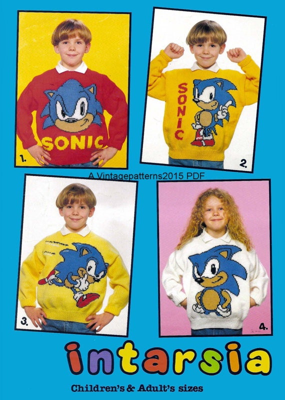 4 Sonic The Hedgehog Sweater Knitting by VintagePatterns2015