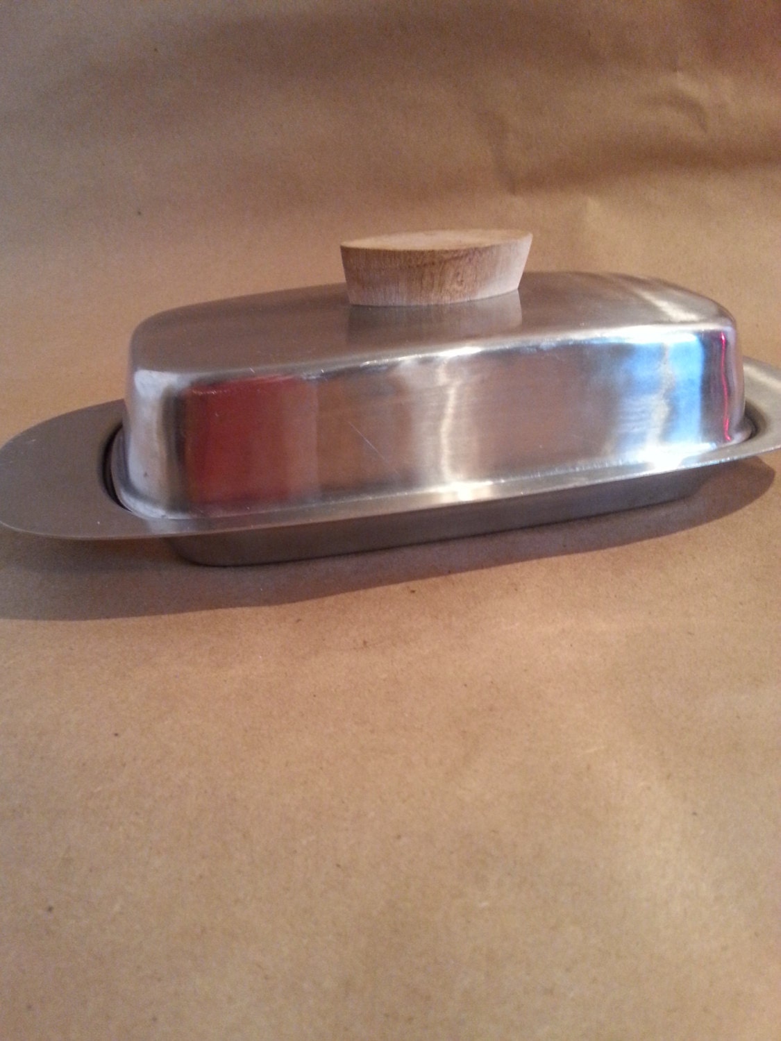 Stainless steel Dolpin retro industrial vintage midcentury butter dish