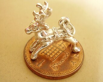 Sterling Silver 3D RUDOLPH Reindeer Christmas charm charms