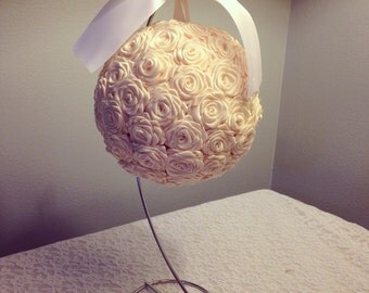 Ivory Ribbon Rose Pomander Kissing Ball