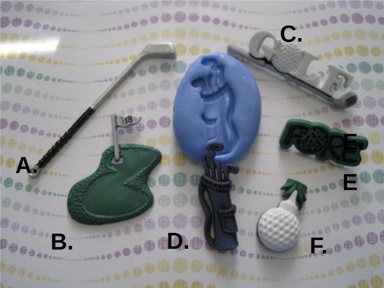 Golfing Silicone Molds Gold Club Mold Golf Ball by BakersToyBox