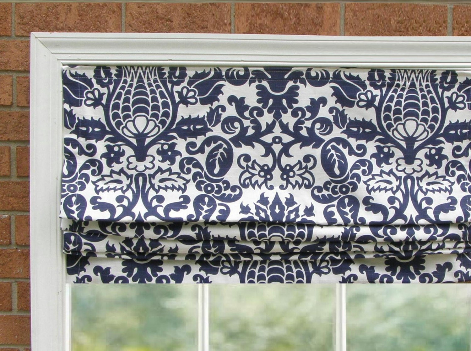 Custom Cordless Roman Shade Damask