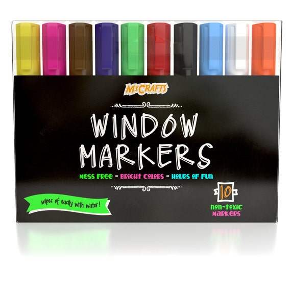 Washable Window Chalk Markers for Glass 10 Bright Colors