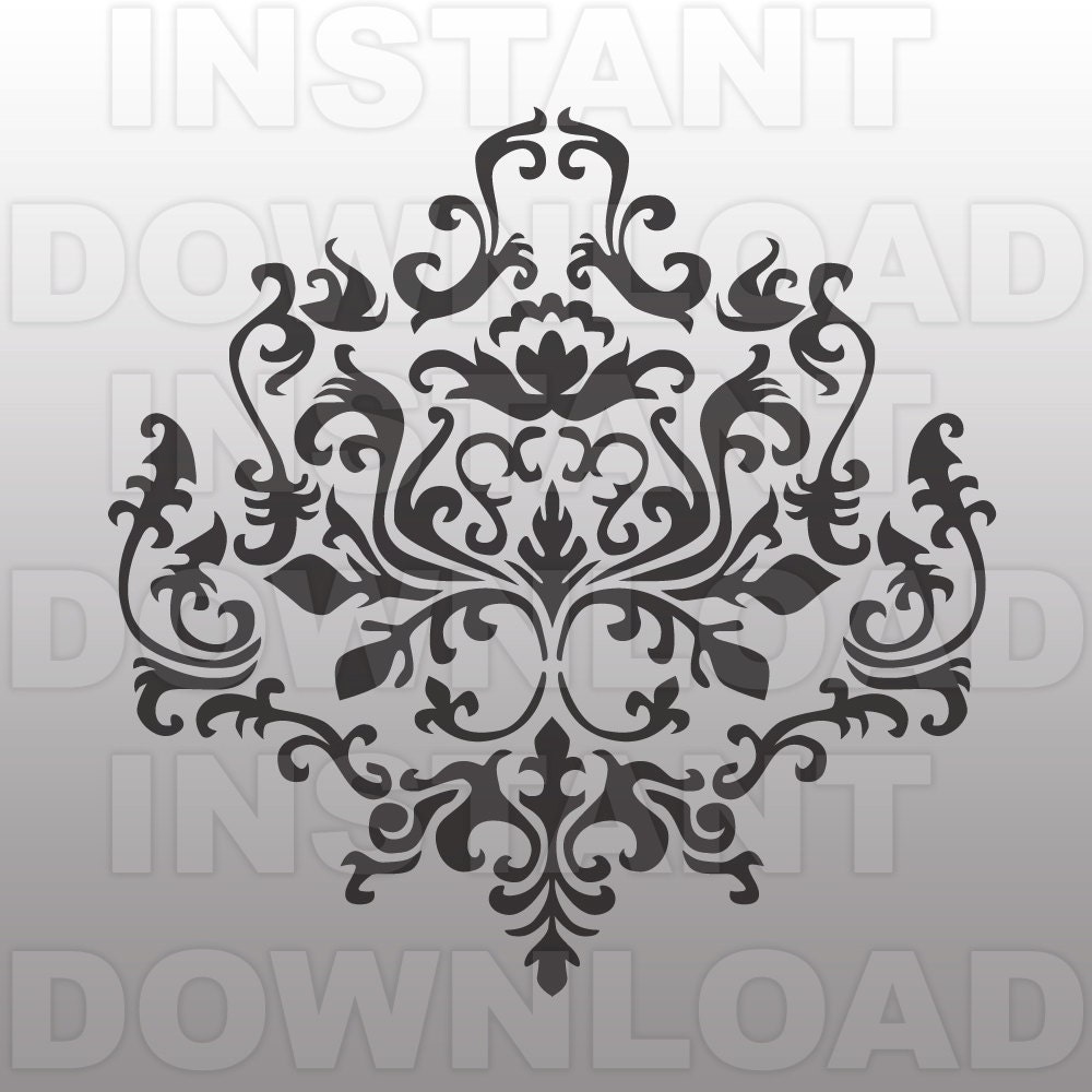Damask Floral Svg File Cutting Template Vector Clip Art For Commercial Personal Use Cricut Cricut Machine Templates