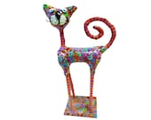 Cat sculpture /home decoration/ home design / Art / Animal Sculpture / Metal base /Handmade/ Polymer Clay/ Cat figure