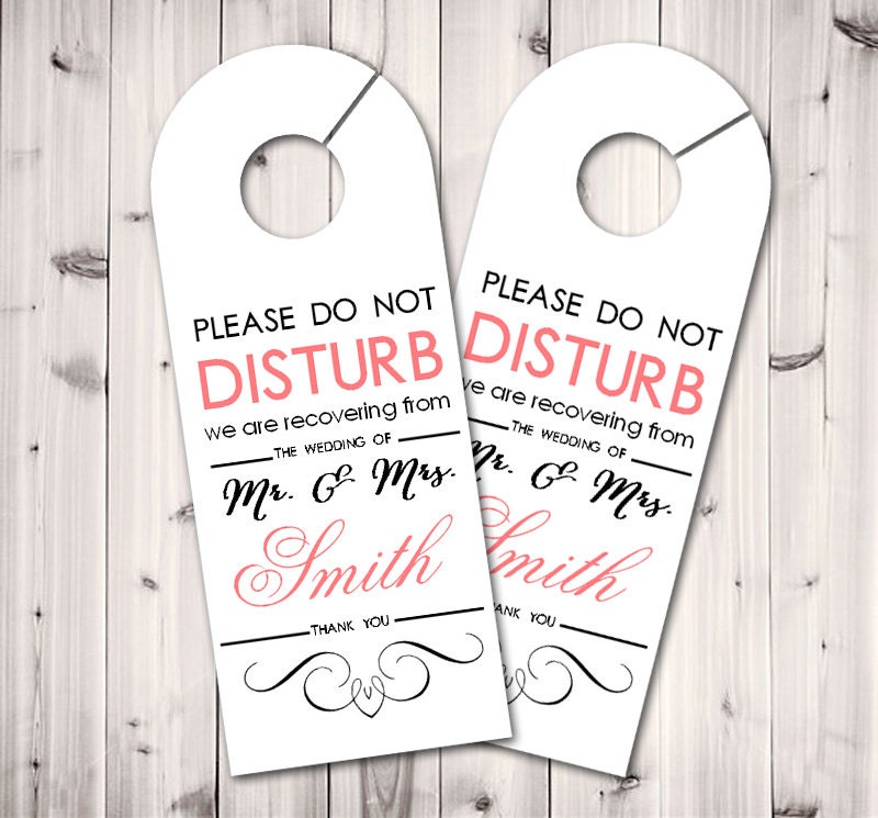 Personalized Door Hanger for Wedding Guests Do Not Disturb