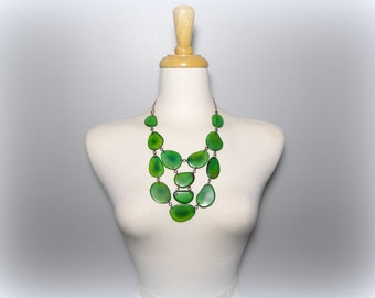 Green Tagua Nut Bib Statement Eco Friendly Necklace with Free USA Shipping #taguanut #ecofriendlyjewelry