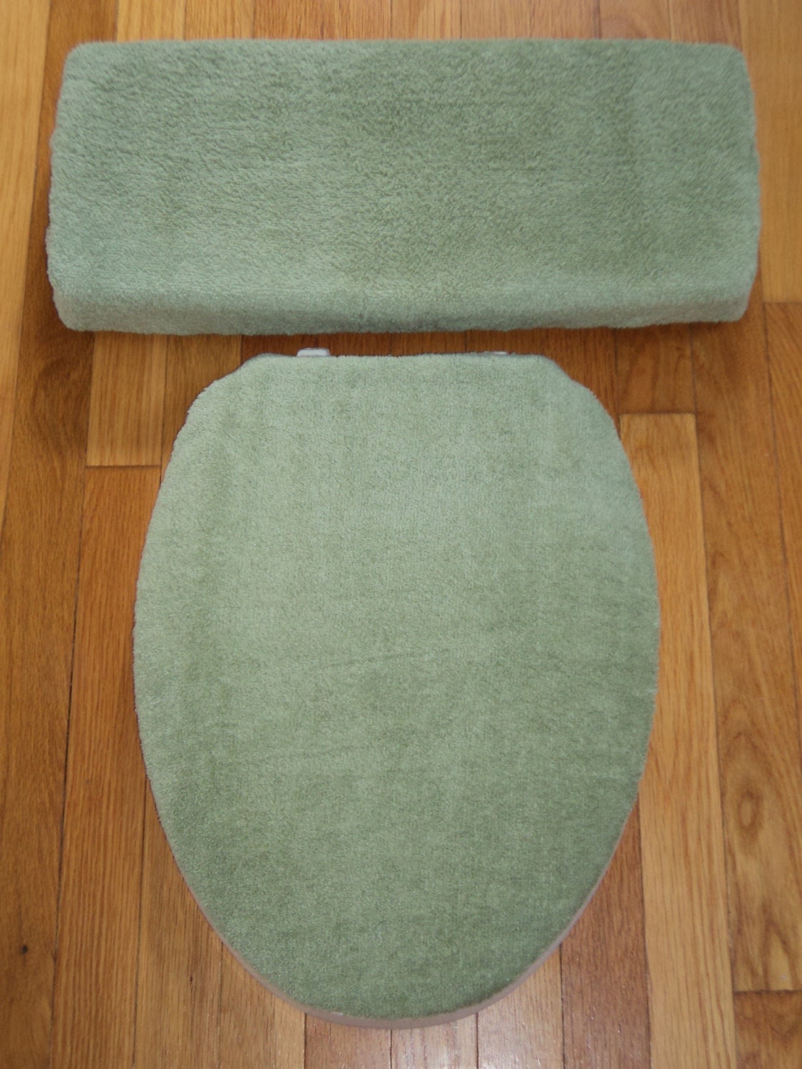 Sage Green Terry cloth... Toilet Seat Cover Set