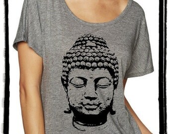 Buddha Dolman Tee Loose Slouchy Heathered tshirt shirt