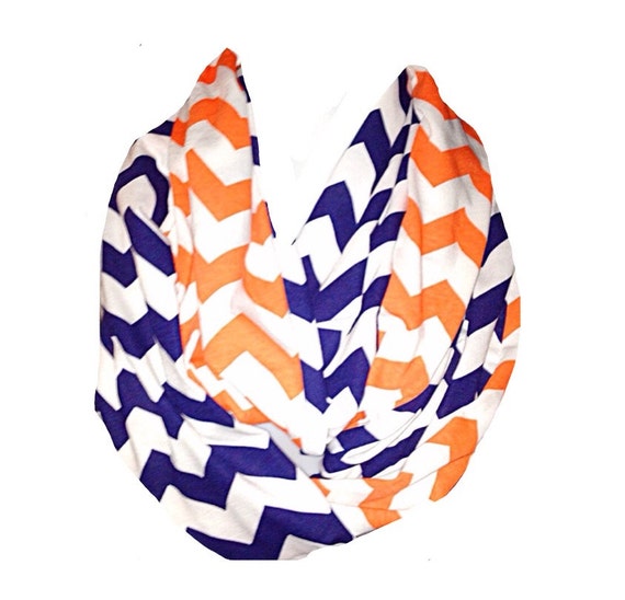 Orange and Navy Chevron Scarf Fall Scarf Infinity by Phatcatpatch