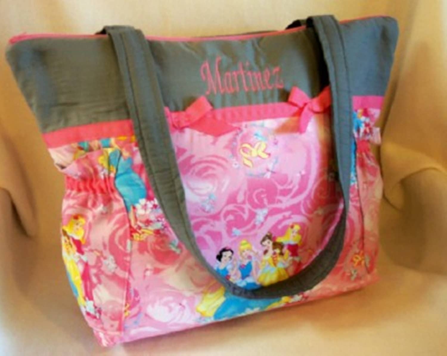 Disney Diaper bag Pink Princess Handmade Diaper by designsbykeri4u