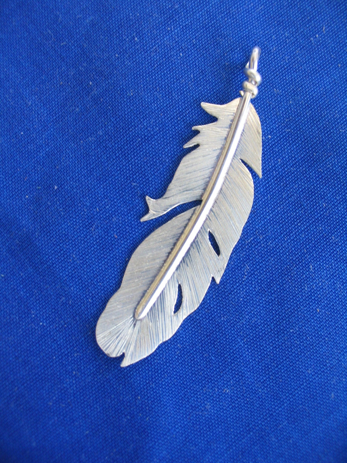 Silver eagle feather pendant Dropped Feather