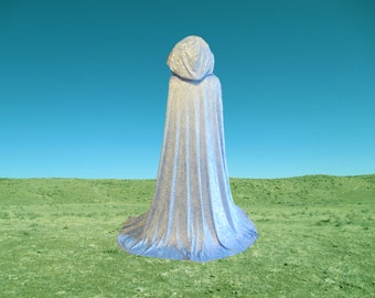 Cloak - Hooded Blue Velvet Cape - Wedding - Renaissance Festival - Costume - Princess - Fairy God Mother