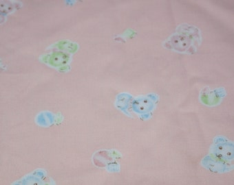 SALE vintage 80s novelty juvenile fabric, featuring adorable teddy bear design, 1 yard, 18 inches