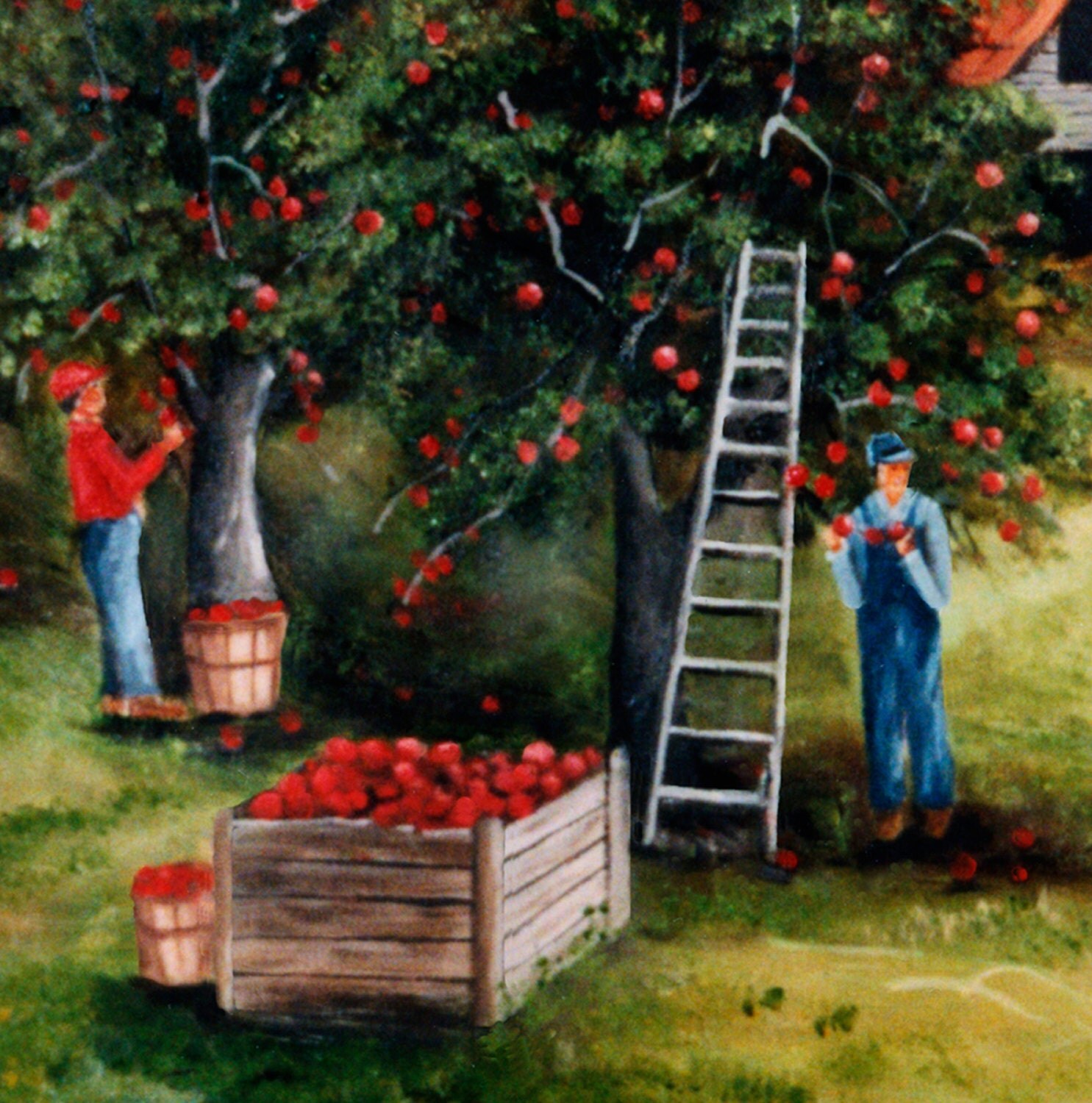 Landscape Apple Orchard Picking Apples Autumn by jagartist on Etsy