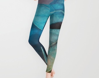 Map Of The World Yoga Pants Leaf Leggings, Blue Leaf Yoga Pants, Unique Fashion, Leaves Yoga Leggings, Women, Teen Active Wear, Running Pants, Jogging Pants, Surf,Sport