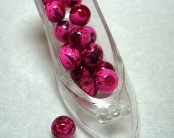 Pink Red Splashed Glass Round Beads (Qty 16) - B2871