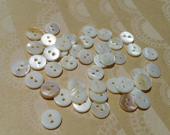 Cream Shell Buttons - Sewing Bulk Button - Little Ivory Shell Button Two Holes - 3/8" Wide