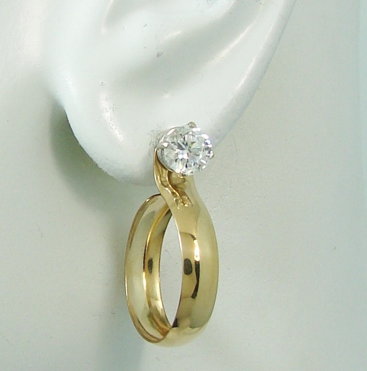 EARRING JACKETS for Studs 14k Gold Hoop Ear Jackets Diamond