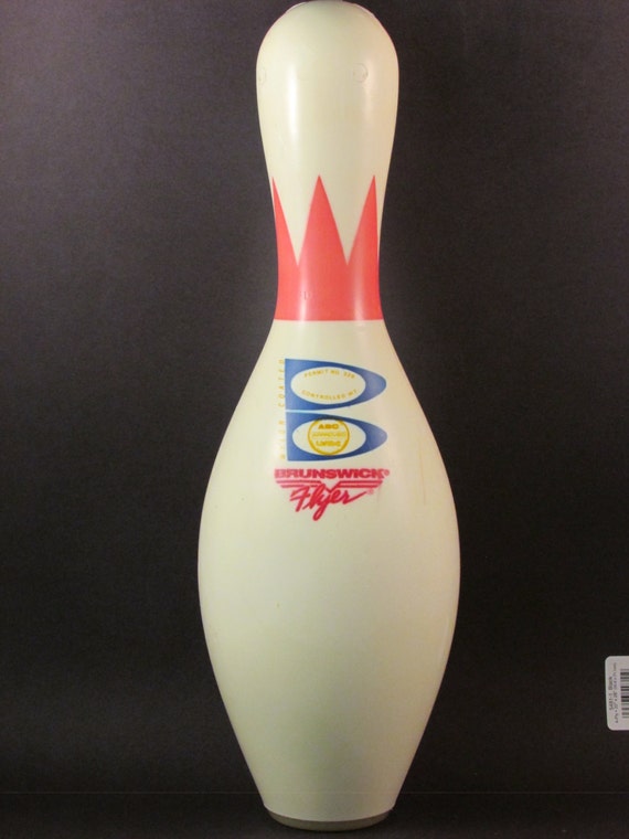 Vintage Brunswick Flyer Red Crown Bowling Pin WIBC And ABC