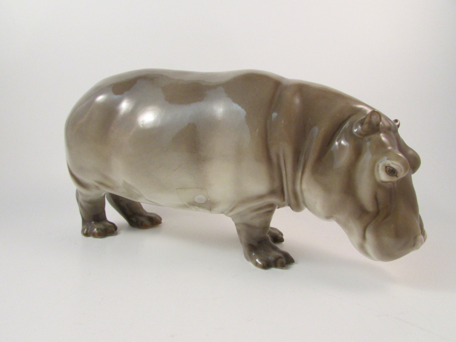Antique Nymphenburg German Painted Porcelain Hippopotamus Item