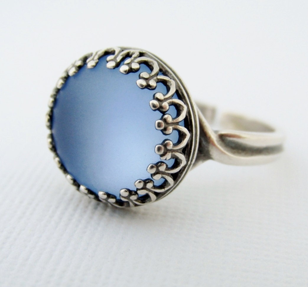 Blue Moon Ring Silver Blue Stone Ring Adjustable Rings