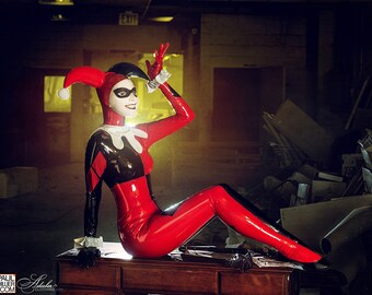 Adala Clothing Latex Harley Quinn Cosplay Made To Order