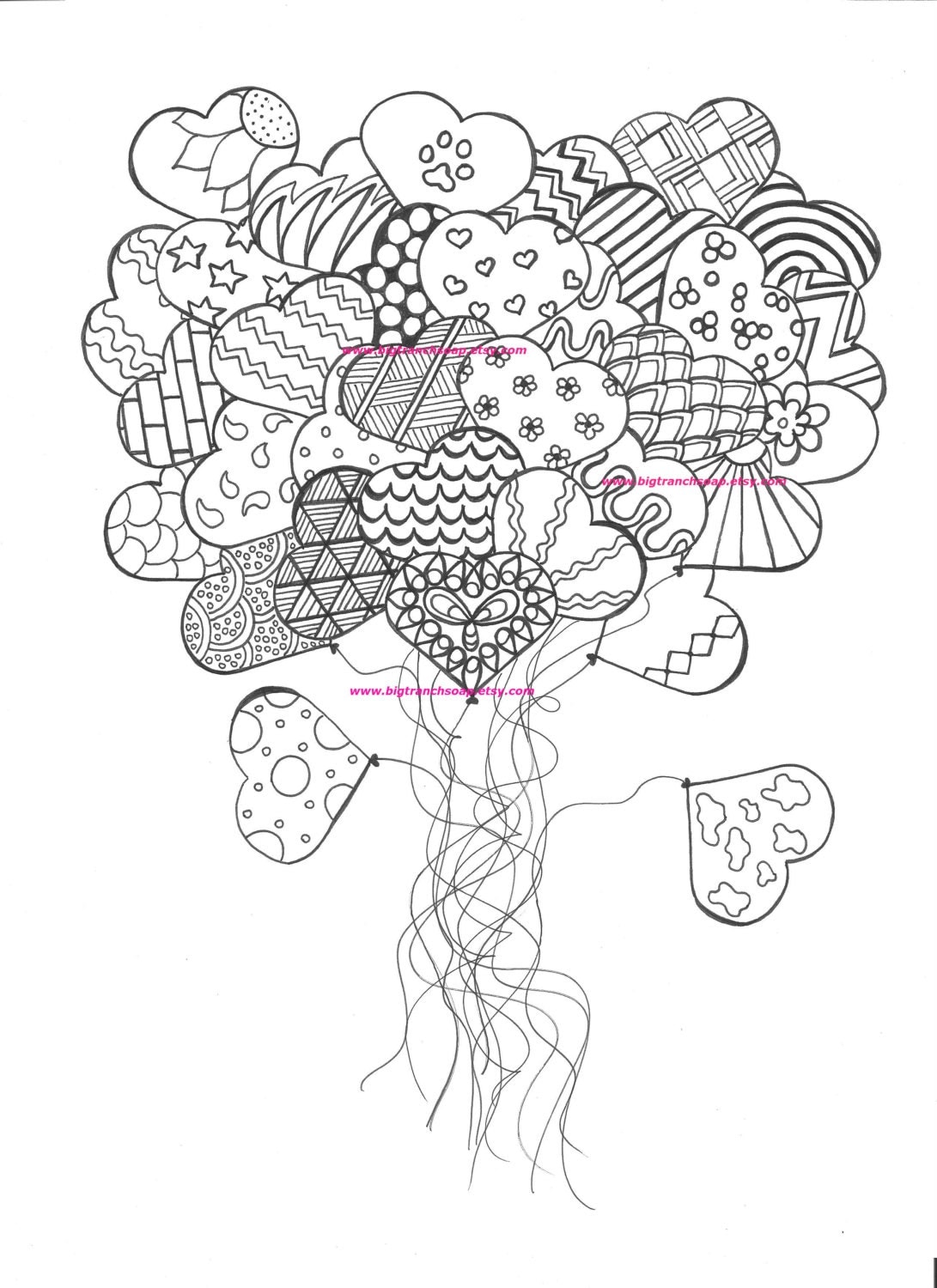 Adult Coloring Page for Grown Ups Heart by BigTRanchSoap