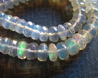 Shop Sale.. 10 25 50 pcs, 4.5-5.5 mm, Opal Beads Rondelles, Luxe AAA, Faceted, WHITE Ethiopian Opal, Wholesale Welo Opal Beads 55 solo