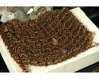 Bottega Veneta Evening Bag, Italy, Long Messenger Style, Copper Bronze Beaded Chainmail Link Mesh, Original Box & Tissue, Pristine Condition
