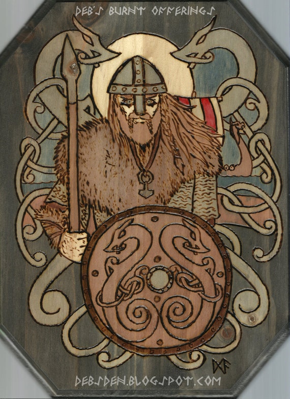 Viking warrior Plaque Pyrography