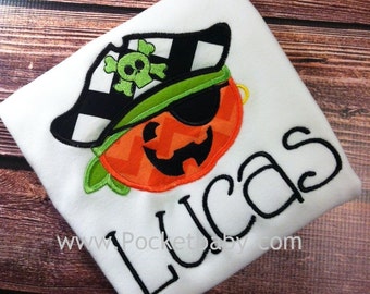 Personalized Pirate Pumpkin Shirt - Personalized Pirate Halloween Shirt - Boy Pumpkin Shirt - You Choose your Fabric - by Pocketbaby