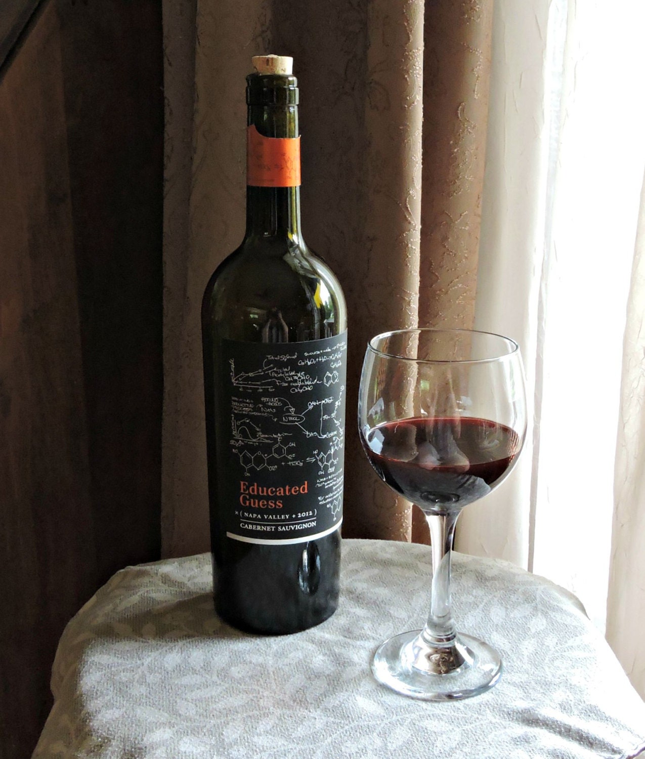 Fake Wine Set Educated Guess Bottle Glass Fake Food Photo Prop