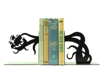 Tentacle Pirate Ship Attack Bookends - Free USA Shipping