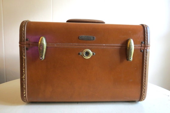 Vintage Brown Samsonite Train Case Luggage 1940s 1950s