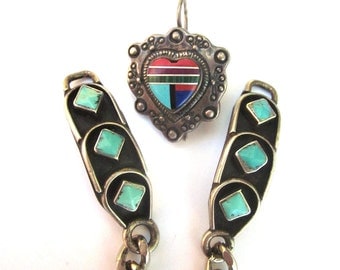 Sterling Silver Turquoise Native American Jewelry Watch Band Stone Earring