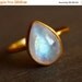 White Moonstone Ring - Teardrop - Stacking Ring, June Birthstone, June Birthdays