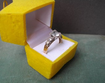Art Deco Engagement Ring 1/20 12K G F Sterling Uncas Paste Stone Diamond