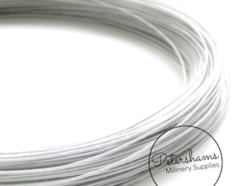 0.8mm (40 Gauge) Cotton Covered Millinery Wire (For Hat Making, Flower Making) - White